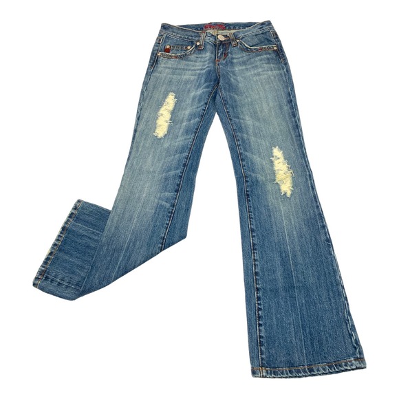 Vintage Miss Me Flare Jeans Parrot & Flower Embroidered Pocket Size 26 - Picture 1 of 10